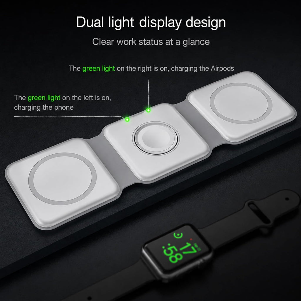 Wireless Induction Charger 3 in 1 Foldable Magsafe Charging Station