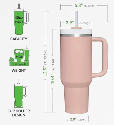 1200ML Stainless Steel Tumbler Straw
