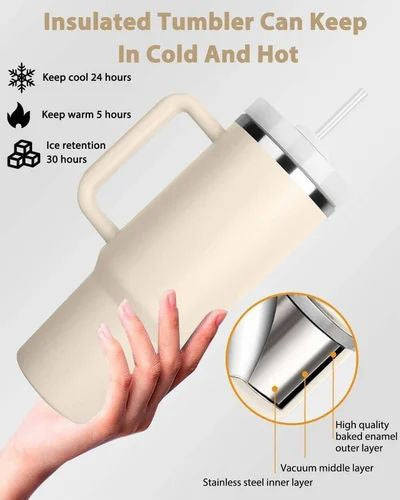 1200ML Stainless Steel Tumbler Straw